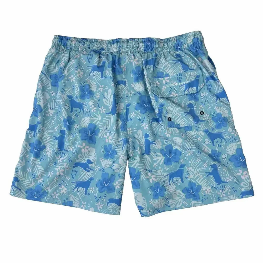 SOUTHERN‎ PROPER Sky Blue Floral Dog Print Men's XL Drawstring Waist EUC